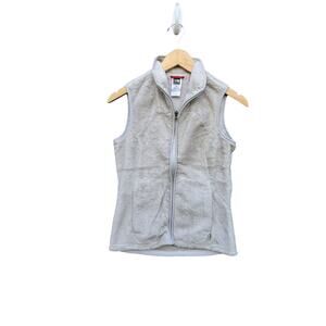 The North Face Cream Grey Gray Cozy Preppy Vest Ski Winter Fall Fuzzy Jacket S